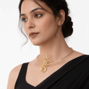 Handmade Brass Hasli Choker for Women – Tribal Wire Work Necklace, Bohemian Ethnic Statement Jewelry