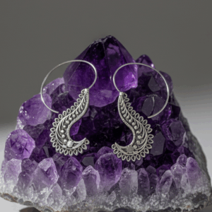 Handmade Silver Finish Spiral Hoop Earrings for Women – Minimal Boho Statement Jewelry