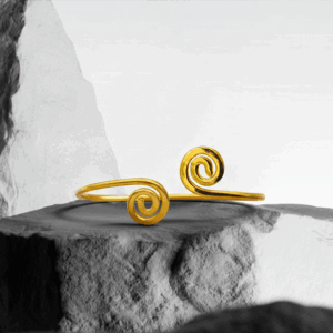 Handcrafted Brass Spiral Open Cuff Bangle for Women | Minimal Statement Bracelet