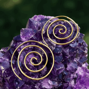 Handmade Gold-Finish Spiral Hoop Earrings | Minimal Boho Statement Earrings for Women