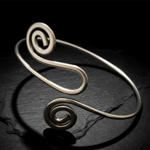 Handcrafted Silver Finish Double Spiral Open Bangle – Minimal Modern Bracelet