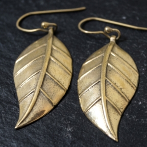 Handmade Brass Leaf Earrings | Nature Inspired Bohemian Jewelry | Vintage Gold Earrings