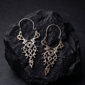 Handmade Silver Finish Spiral Hoop Earrings for Women – Minimal Boho Statement Jewelry