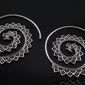 Silver Finish Spiral Loop Hoop Earrings – Handmade Bohemian Elegance