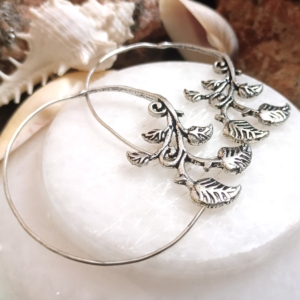 Boho-Inspired Silver Spiral Hoop Earrings – Handmade Lightweight Design