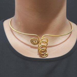 Artisan Wire Work Brass Hasli Necklace – Tribal Boho Choker, Traditional Indian Jewelry