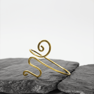Handmade Brass Spiral Arm Cuff | Boho Minimal Upper Arm Bracelet for Women